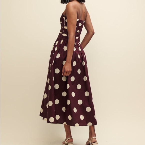Nobody’s Child Brown Spot Print Bandeau Felicity Midi Dress - Polka Dot - Picture 3 of 8